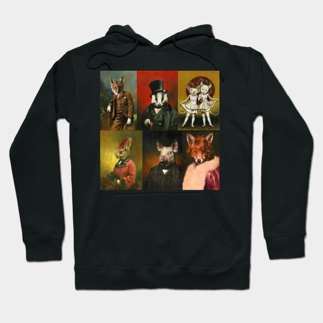 Vintage Animals In Clothes Hoodie by mictomart